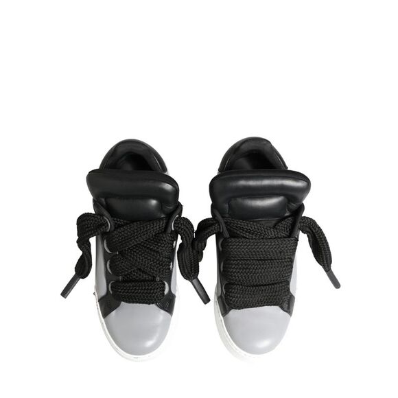 Dolce & Gabbana Gray Leather Low Top Lace Up Sneakers Men's Shoes - Picture 3 of 5